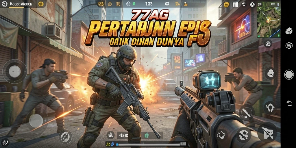 Gameplay FPS yang mendebarkan dalam 77AG.