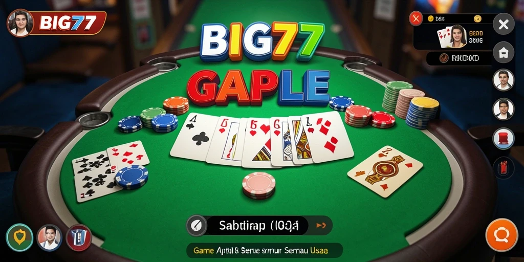 Tampilan gameplay Gaple yang seru dan interaktif di BIG77.