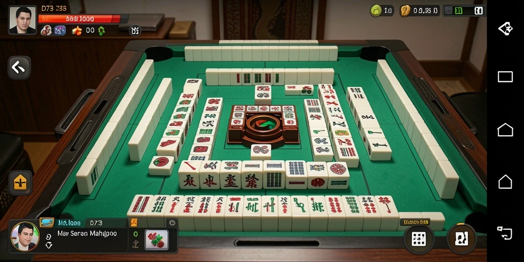 Tampilan gameplay D73 yang seru dan mendebarkan dalam permainan Mahjong.