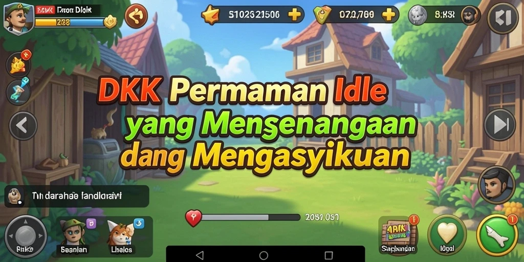 Screenshot gameplay Idle DKK yang menunjukkan kemajuan karakter.