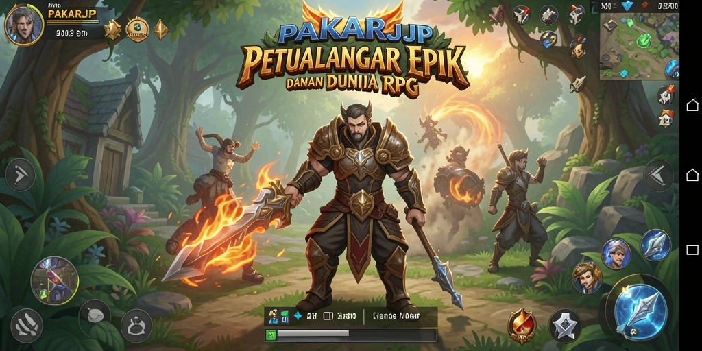 Screenshot utama PAKARJP yang menunjukkan grafik dan pertarungan RPG yang mengesankan.
