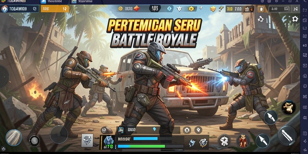 Tampilan gameplay TOBAWIN88 yang intens dan mendebarkan dalam pertempuran Battle Royale.