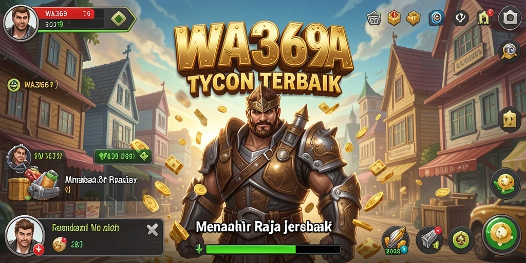 Screenshot gameplay WA369 menampilkan bangunan bisnis yang megah.